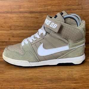 Nike SB Tan and White High-Top Skate Sneakers